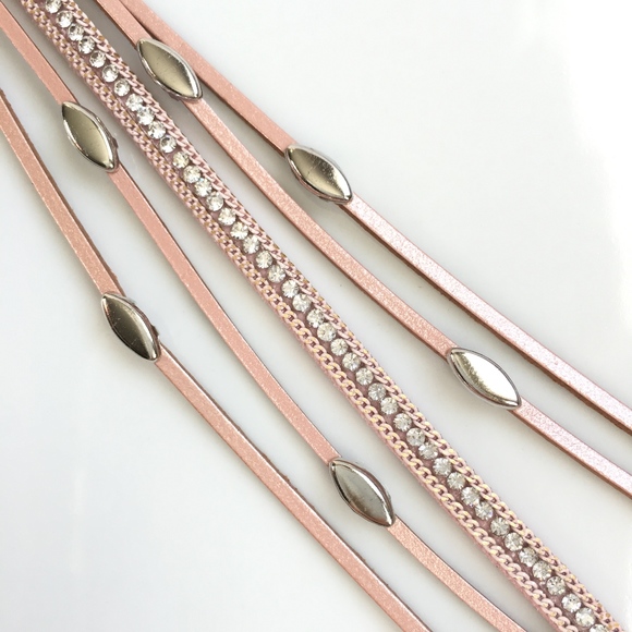 Pink Leather Wrap Bangle Magnet Bracelet - Picture 3 of 7